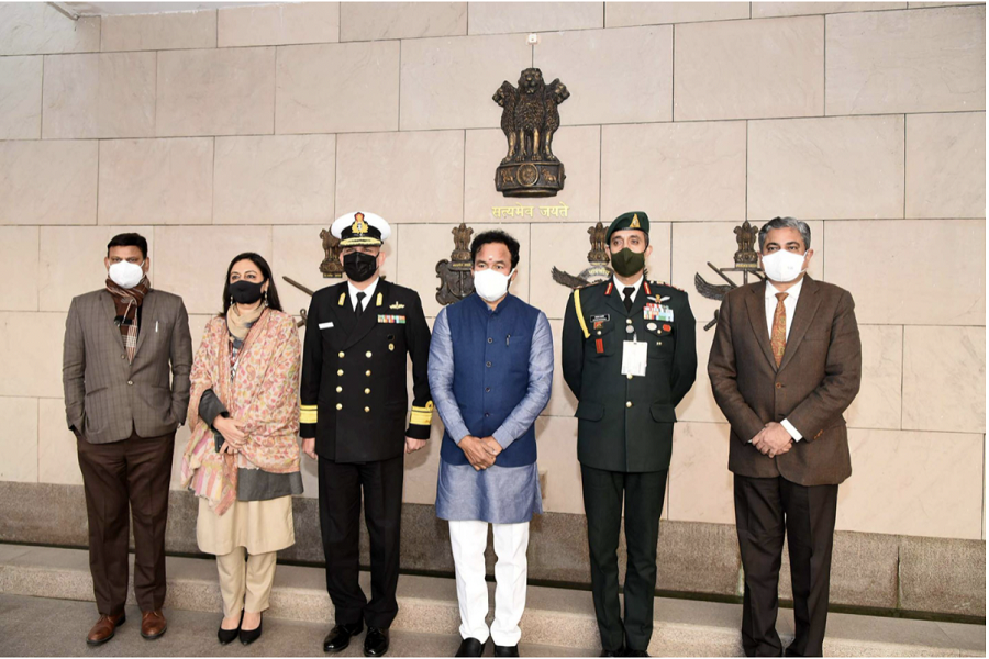 Union Minister for Tourism & Culture Shri G. Kishan Reddy attends the Retreat Ceremony at National War Memorial and pays tribute to the martyrs